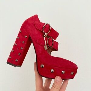 Formentini Stylish Red Suede Platform Heels Sz 36